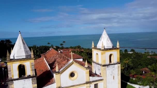 Kathedrale Der Stadt Olinda Pernambuco Brasilien Mittelalterlicher Blick Auf Die — Stockvideo