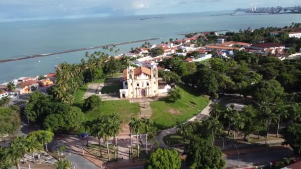 Cena Catedral Cidade Olinda Pernambuco Brasil Vista Medieval Igreja Cena — Vídeo de Stock