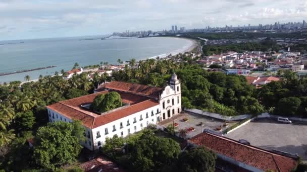 Landmark Historic Church Scene Olinda Coastal City Pernambuco Brazil Landmark — Vídeo de Stock