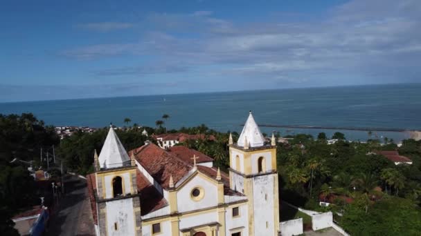 Landmark Historic Church Scene Olinda Coastal City Pernambuco Brazil Landmark — Vídeo de Stock