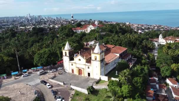 Landmark Historic Church Scene Olinda Coastal City Pernambuco Brazil Landmark — Video