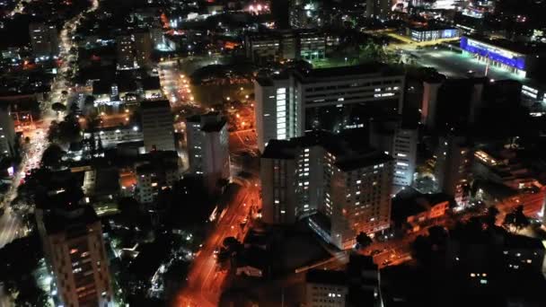 Curitiba Şehrinin Gece Ufuk Çizgisi Manzarası Parana Brezilya Şehir Merkezinde — Stok video