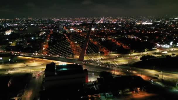 Natt Skyline Utsikt Över Curitiba Stad Parana Brasilien Nattliv Cityscape — Stockvideo