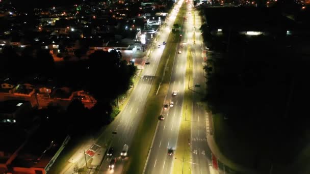 Nachtansicht Der Skyline Von Curitiba Parana Brasilien Nachtleben Der Stadtlandschaft — Stockvideo