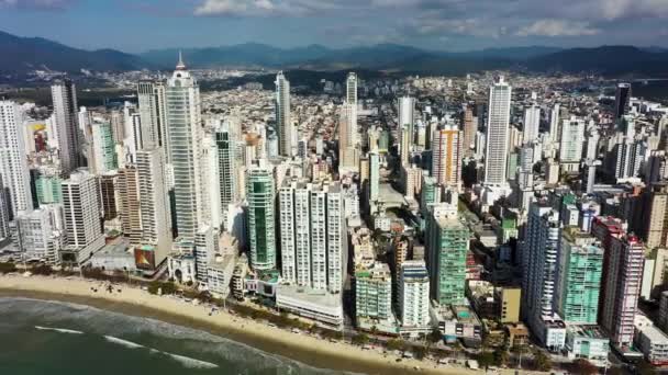 Kuststaden Utsikt Över Balneario Camboriu Byggnader Santa Catarina Brasilien Kuststaden — Stockvideo