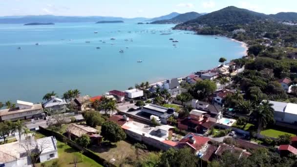 Vista Sul Mare Della Spiaggia Tropicale Florianopolis Santa Catarina Brasile — Video Stock