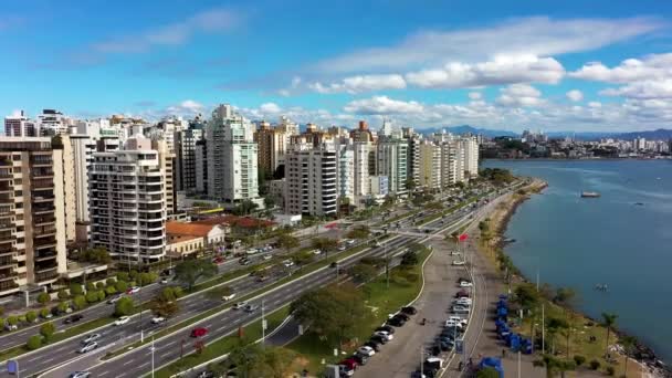 Florianopolis Belvárosa Santa Catarina Brazília Tengerparti Sziget Kilátás Florianopolis Belvárosa — Stock videók