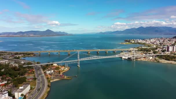 Meereslandschaft Der Insel Florianopolis Santa Catarina Brasilien Brückenlandschaft Seestück Der — Stockvideo