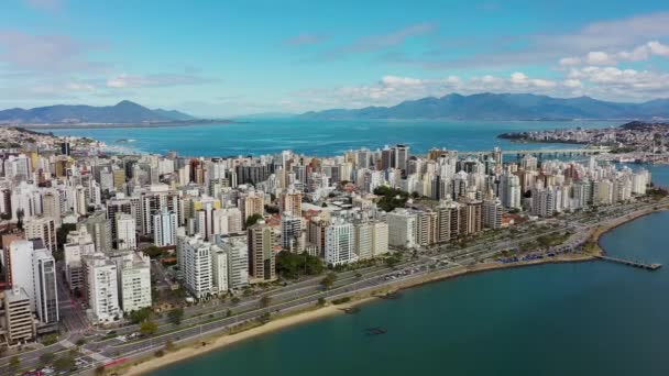 Florianopolis Şehir Merkezi Santa Catarina Brezilya Deniz Kenarı Adası Manzaralı — Stok video