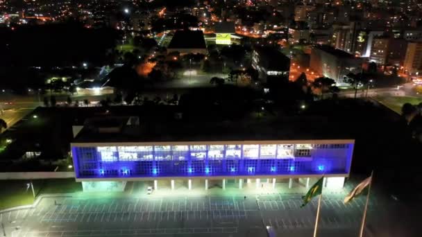 Curitiba Şehrinin Gece Ufuk Çizgisi Manzarası Parana Brezilya Şehir Merkezinde — Stok video