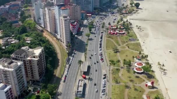 Cidade Praia Cidade Santos São Paulo Brasil Vista Para Avenida — Vídeo de Stock