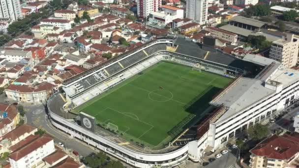 Luchtfoto Van Het Voetbalstadion Vila Belmiro Santos Sao Paulo Brazilië — Stockvideo