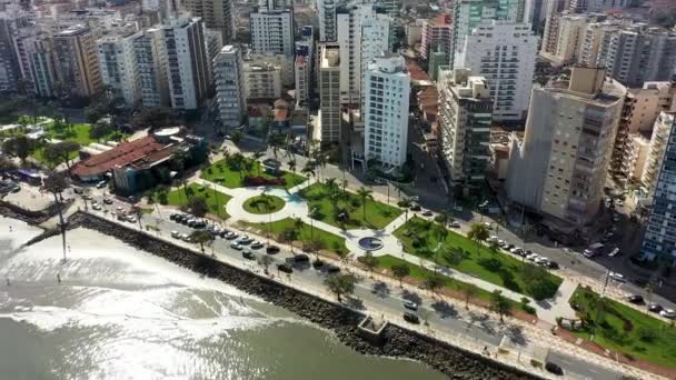 ブラジル サンパウロ サントス市のビーチの都市 海岸通りの景色 サントス市内のビーチの街 サンパウロ ブラジル 海岸通りの景色 サントス市内のビーチの街 サンパウロ — ストック動画