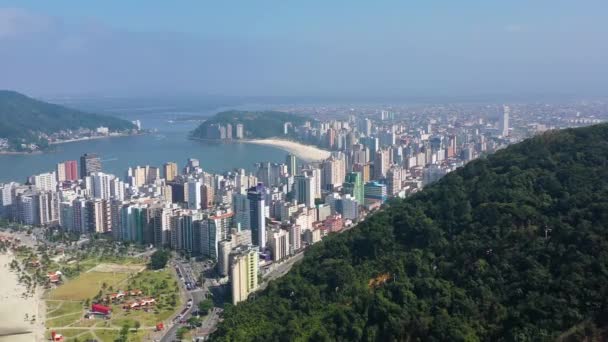 Pobřežní Záliv Pohled Město Sao Vicente Sao Paulo Brazílie Cityscape — Stock video