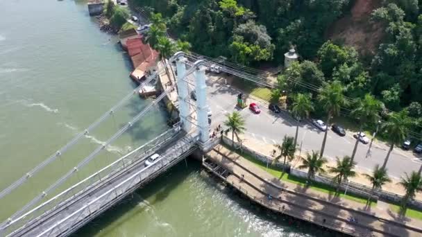 Circulation Pont Dessus Baie Sao Vicente Viaduc Brazil Trafic Pont — Video