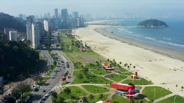 Widok Zatokę Przybrzeżną Miasta Sao Vicente Sao Paulo Brazylia Krajobraz — Wideo stockowe