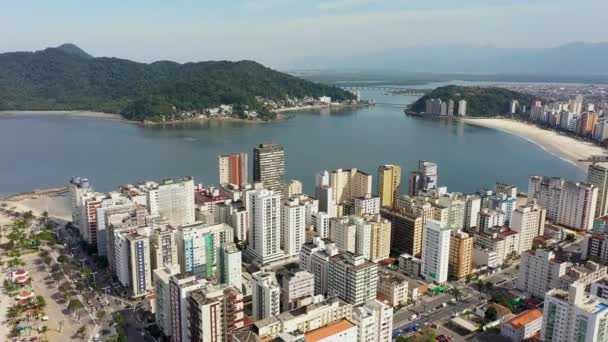 Widok Zatokę Przybrzeżną Miasta Sao Vicente Sao Paulo Brazylia Krajobraz — Wideo stockowe