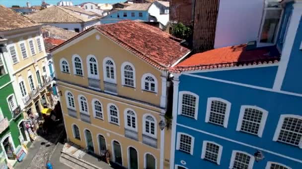 Brezilya Nın Bahia Şehrindeki Pelourinho Köyünün Şehir Manzarası Brezilya Nın — Stok video