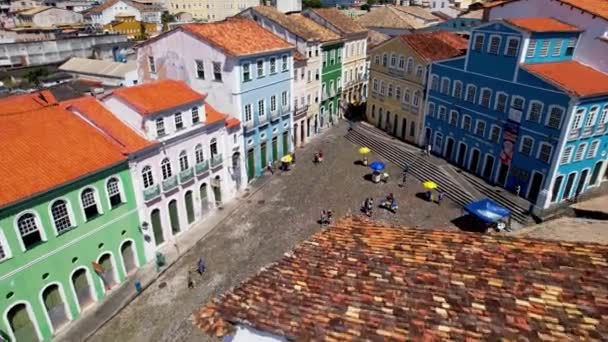 Brezilya Nın Bahia Şehrindeki Pelourinho Köyünün Şehir Manzarası Brezilya Nın — Stok video