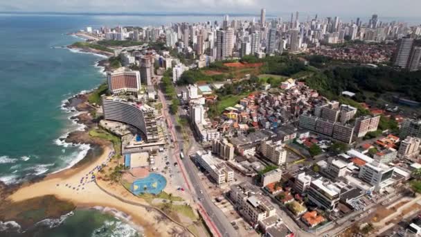 Cena Baía Salvador Bahia Brasil Vista Costeira Para Praia Cena — Vídeo de Stock