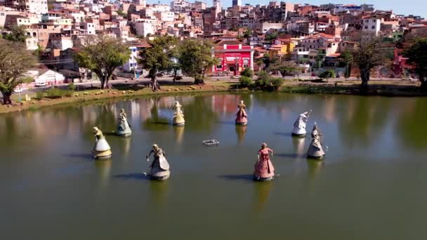 Orishas Monuments Lake Salvador City Bahia Brazil Orishas Monuments Lake — Stock Video