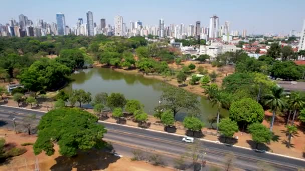 Cityscape Lake Goiania Urban City Goias Brasil Marco Capital Cityscape — Vídeo de Stock