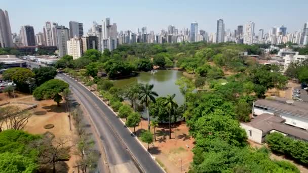 Paisaje Urbano Del Lago Ciudad Urbana Goiania Goias Brasil Monumento — Vídeo de stock