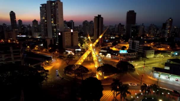 Roundabout Goiania Cityscape Goias Brasilien Urban Utsikt Över Avenue Roundabout — Stockvideo