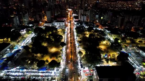 Roundabout Goiania Cityscape Goias Brasilien Urban Utsikt Över Avenue Roundabout — Stockvideo