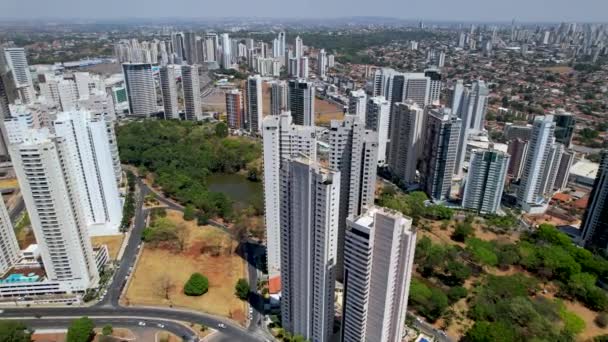 Paisaje Urbano Del Lago Ciudad Urbana Goiania Goias Brasil Monumento — Vídeo de stock