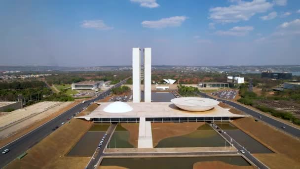 Gebouwen Van Het Nationaal Congres Kamer Van Afgevaardigden Brasilia Distrito — Stockvideo