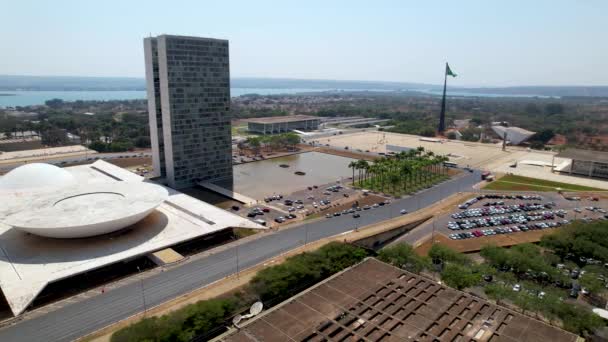 Gebäude Des Nationalkongresses Und Der Abgeordnetenkammer Brasilia Distrito Federal Brasilien — Stockvideo