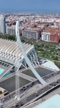 Valencia 'da Valencia Skyline İspanya' da. Fütürist Binalar. Şehir merkezindeki şehir manzarası. Valencia Valencia İspanya 'da. Güzel Skyline. Sanat Müzesi..