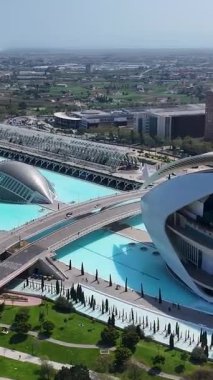 Valencia 'daki Bilim Müzesi Valenciana İspanya. Gelecekçi Şehir Manzarası. Bilim Müzesi. Valencia, Valenciana İspanya 'da. Turizm Tarihi Yer. Büyüleyici Skyline.