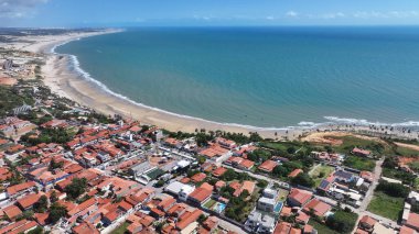 Ceara Brezilya 'daki Paraipaba' daki Lagoinha Plajı. Sahil Skyline. Doğa manzarası. Yaz Gezisi. Ceara Brezilya 'daki Paraipaba' daki Lagoinha Plajı. Tropikal Manzara.