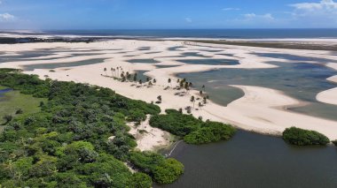 Maranhao Brezilya 'daki Tutoia' da küçük çarşaflar. Tatlı Su Gölleri Peyzajı. Kum tepeleri dağları. Tutoia 'da küçük çarşaflar. Turizm Seyahati. Doğa Sahnesi. Sahil Arkaplanı. Brezilya Kuzeydoğu.