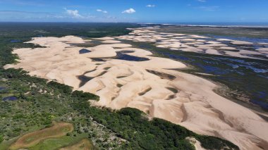 Maranhao Brezilya 'daki Tutoia Köyü. En Büyük Nehir Deltası. Kıyı Kenti manzarası. Maranhao 'daki Tutoia Köyü. Riverside Sahnesi. Doğa Arkaplanı. Seyahat güzergahı. Brezilya Kuzeydoğu.