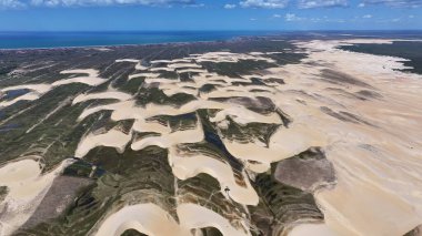 Piaui Brezilya 'daki Luis Correia' da Lencois Piauienses. Tatlı Su Gölleri Peyzajı. Kum tepeleri dağları. Lencois Piauiens Luis Correia 'da. Turizm Seyahati. Doğa Sahnesi. Plaj Arkaplanı.