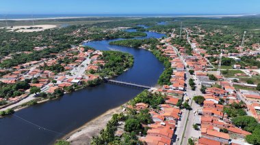 Paulino Neves Köyü Maranhao Brezilya 'daki Paulino Neves' de. Sahil şehri. Fome River. Maranhao 'daki Paulino Neves Köyü. Kuzeydoğu manzarası. Sahil şeridi sahnesi. Doğa Riverside.
