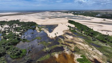 Maranhao Brezilya 'daki Tutoia' da küçük çarşaflar. Tatlı Su Gölleri Peyzajı. Kum tepeleri dağları. Tutoia 'da küçük çarşaflar. Turizm Seyahati. Doğa Sahnesi. Sahil Arkaplanı. Brezilya Kuzeydoğu.