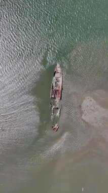 Tutoia Skyline, Tutoia, Brezilya 'da. Sahil Skyline. Doğa Düşük Dalga. Yaz Gezisi. Tutoia Skyline, Tutoia, Brezilya 'da. Gemi Enkazı Manzarası.