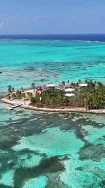 Karayip Adası Kolombiya 'daki San Andres Akvaryumu. Kolombiya Karayip Sahili. Mavi Deniz Arkaplanı. San Andres Karayip Adası Kolombiya 'sında. Turizm arazisi. Doğa Deniz Burnu.