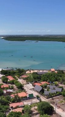 Piaui Brezilya 'daki Luis Correia' daki Macapa Plajı. Sahil Skyline. Doğa manzarası. Yaz Gezisi. Piaui Brezilya 'daki Luis Correia' daki Macapa Plajı. Tropikal Manzara.