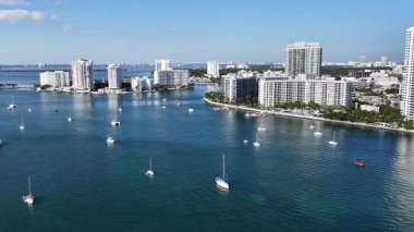 Miami Beach Skyline, Florida 'da, ABD' de. Plaj manzarası. Şehir merkezinde. Seyahat güzergahı. Florida 'daki Miami Beach Skyline. Doğa Deniz Burnu.