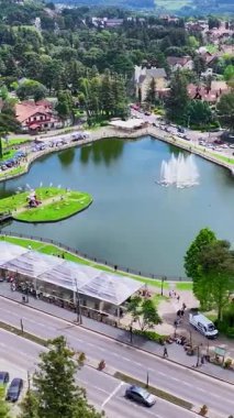 Rio Grande Do Sul Brezilya 'daki Gramado' da Joaquina Rita Bier Gölü. State Park Peyzajı. Turizm Seyahati. Doğa Parkı. Rio Grande Do Sul Brezilya 'daki Gramado' da Joaquina Rita Bier Gölü. Botanik Manzarası.
