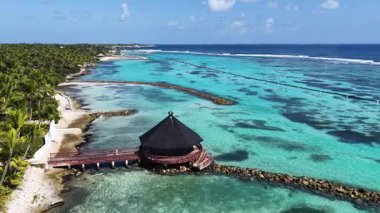 Punta Cana Skyline La Altagracia Dominik Cumhuriyeti 'ndeki Punta Cana' da. Karayip silueti. Plaj manzarası. Doğa Deniz Burnu. Punta Cana Skyline, La Altagracia Dominik Cumhuriyeti 'nde. Manzara Palmiye Ağaçları.