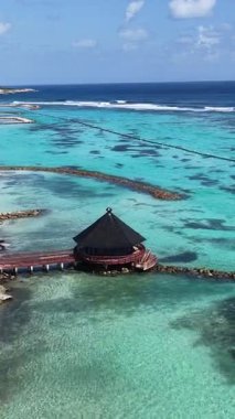 Playa Blanca Plajı Punta Cana 'da La Altagracia Dominik Cumhuriyeti' nde. Paradisiac Peyzaj. Sahildeki Resorts 'ta. Seyahat belgesi. Playa Blanca Plajı Punta Cana Dominik Cumhuriyeti.