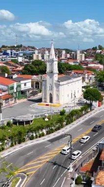 Aracaju Sergipe. Aracaju Brezilya. Brezilya 'nın Aracaju başkenti Sergipe' deki Santo Antonio Kilisesi 'nin panoramik manzarası. Seyahat yerleri. Brezilya Kuzeydoğu. Şehir merkezindeki hava manzarası.