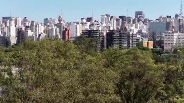 Sao Paulo Brezilya 'daki Ibirapuera Parkı. Eğlence Parkı. Highrise Binaları. Güzel Skyline. Sao Paulo Brezilya 'daki Ibirapuera Parkı. Sao Paulo 'nun Mucizeleri. Eğlence Parkı.