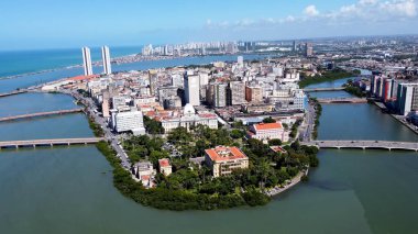 Recife Pernambuco Brazil 'deki Hükümet Ofisi. Göz kamaştırıcı Kamu Yönetimi Ofisleri Yukarıdan Bakıldı. İnşaat Manzarası Panoramik Şehir Görünümü Meşgul. Panoramik Şehir Manzarası. Recife Pernambuco.